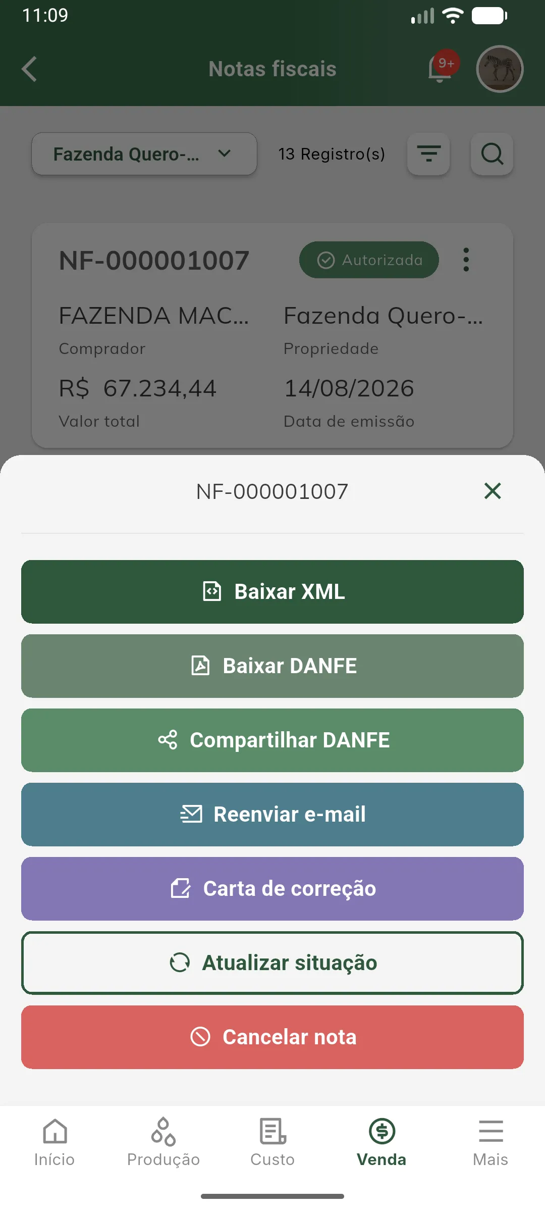 Ações a partir da listagem
