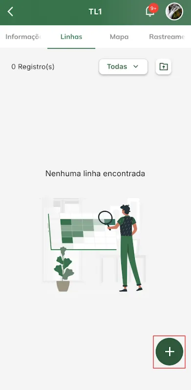 Adicionar linhas manualmente ao talhão