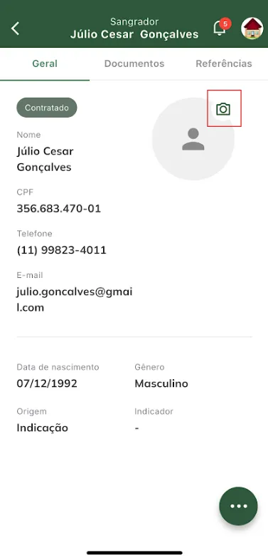 Adicionar foto do sangrador