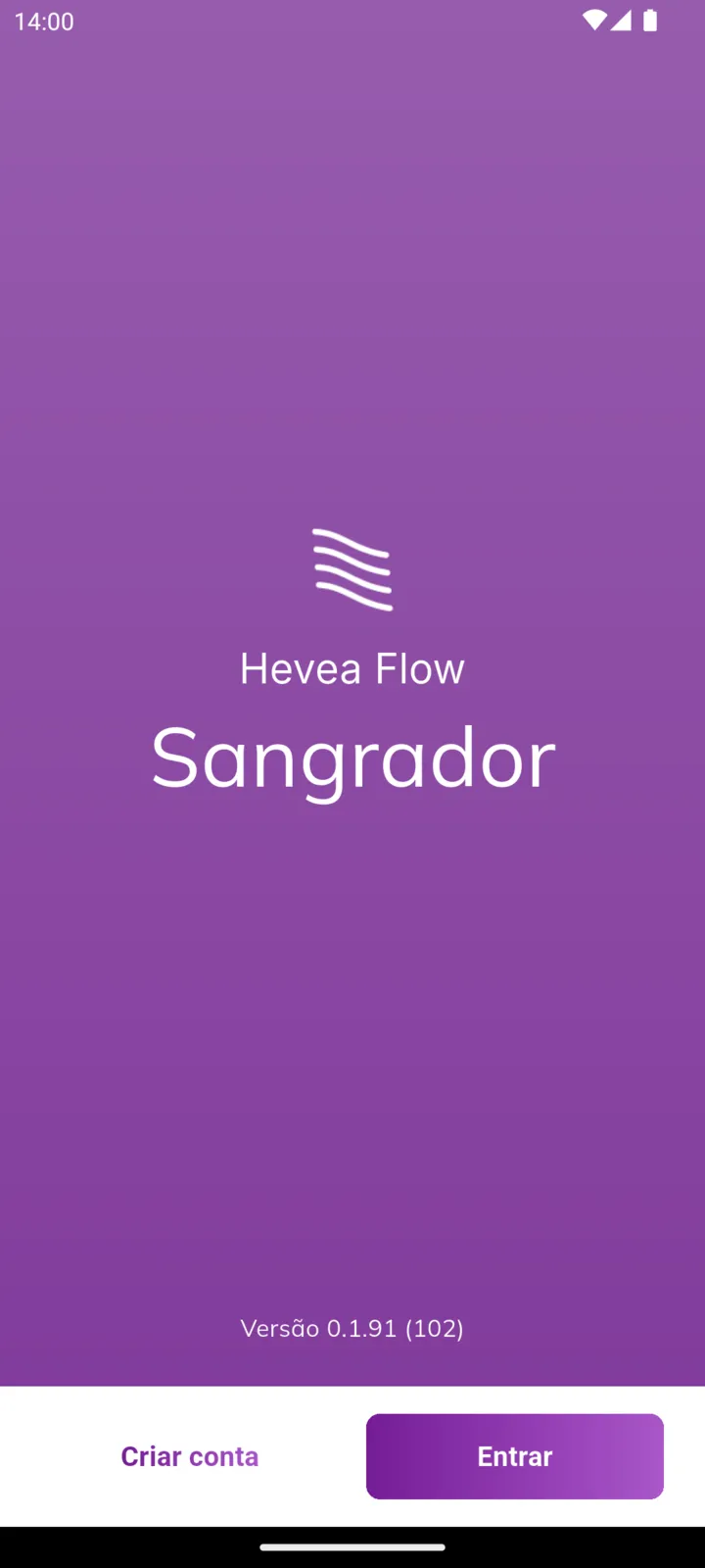 Tela de boas-vindas do Hevea Flow Sangrador