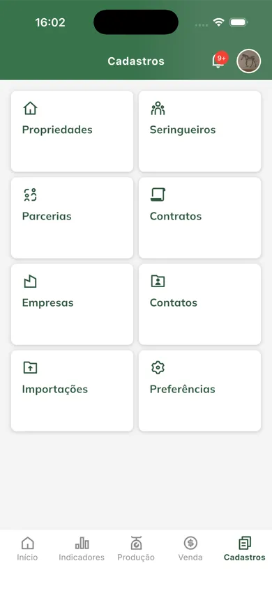 Aba Cadastros