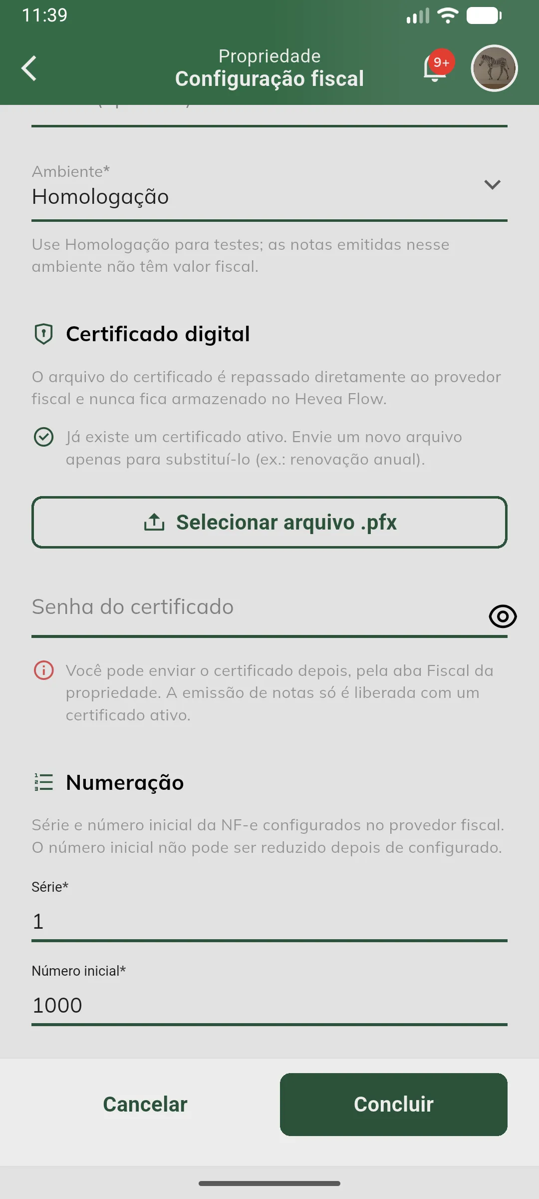 Certificado digital e numeração