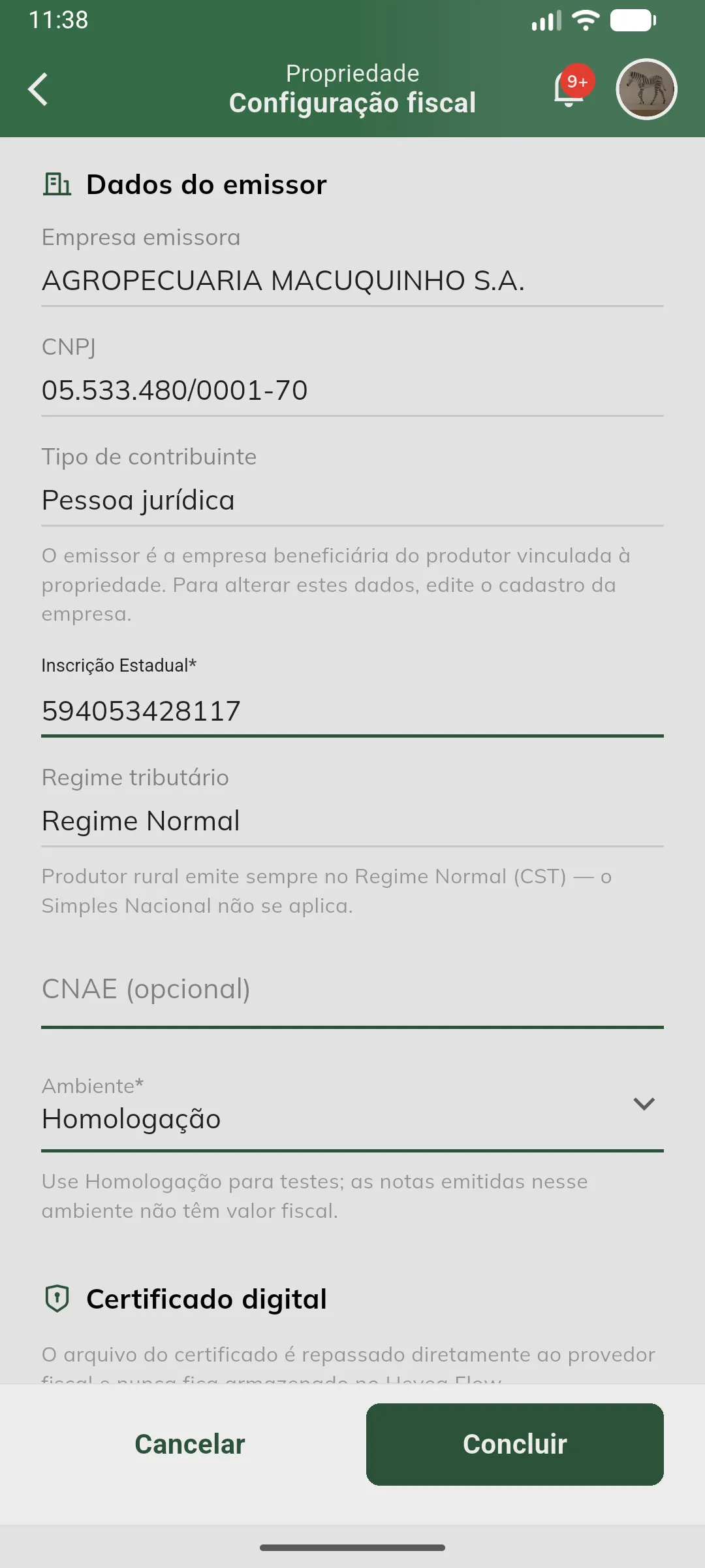 Dados do emissor