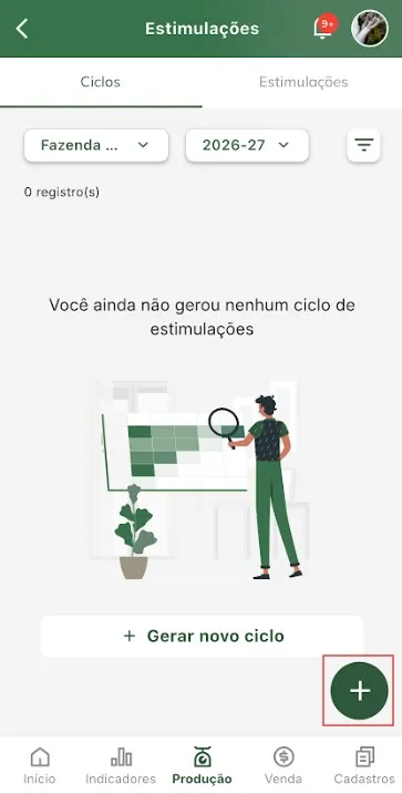 Criação de ciclo Criar ciclo