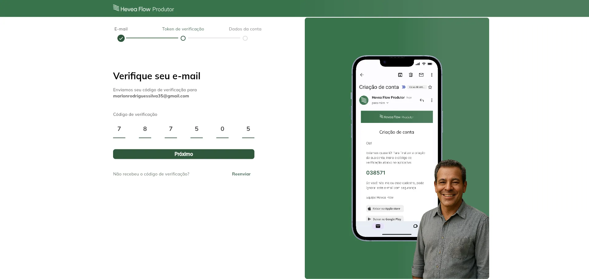 Criar conta - tela login
