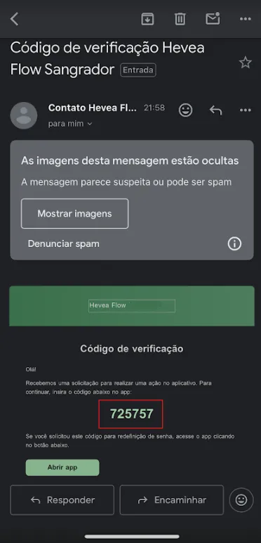 Criar conta - token de verificação