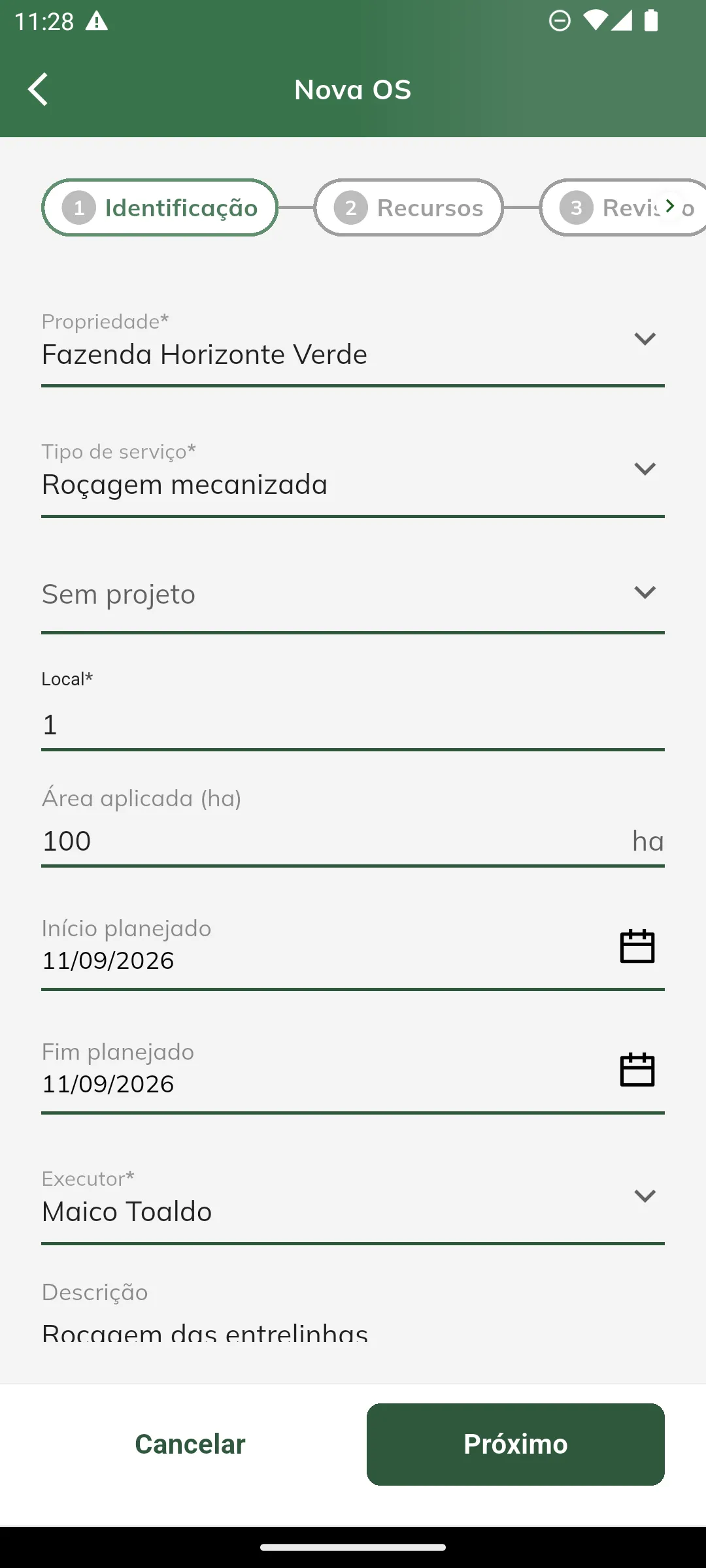 Etapa de identificação da OS