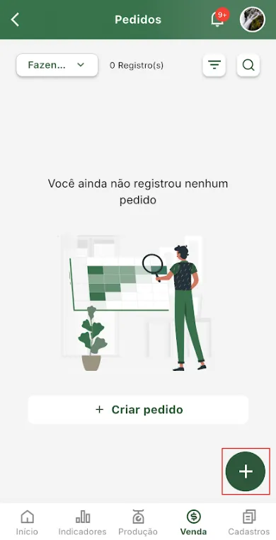 Iniciar cadastro de novo pedido de venda