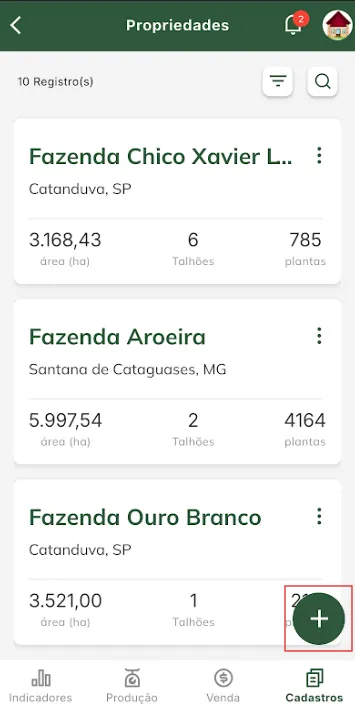 Tela: Iniciar cadastro de propriedade iniciar cadastro de propriedade