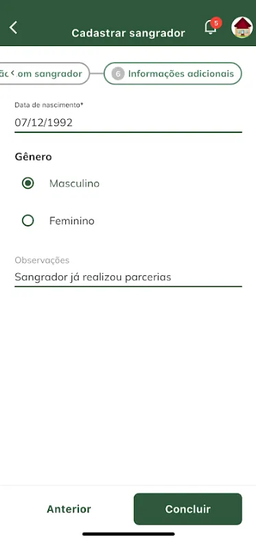 Dados complementares do novo sangrador Dados complementares do novo sangrador