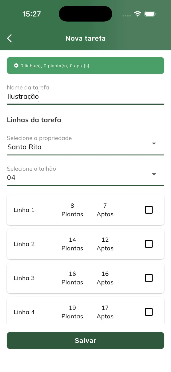 Nova tarefa pela listagem geral