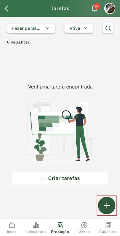 Iniciar cadastro de tarefa