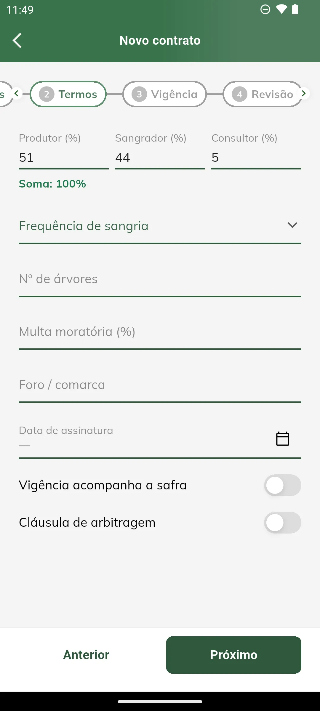 Termos da parceria rural