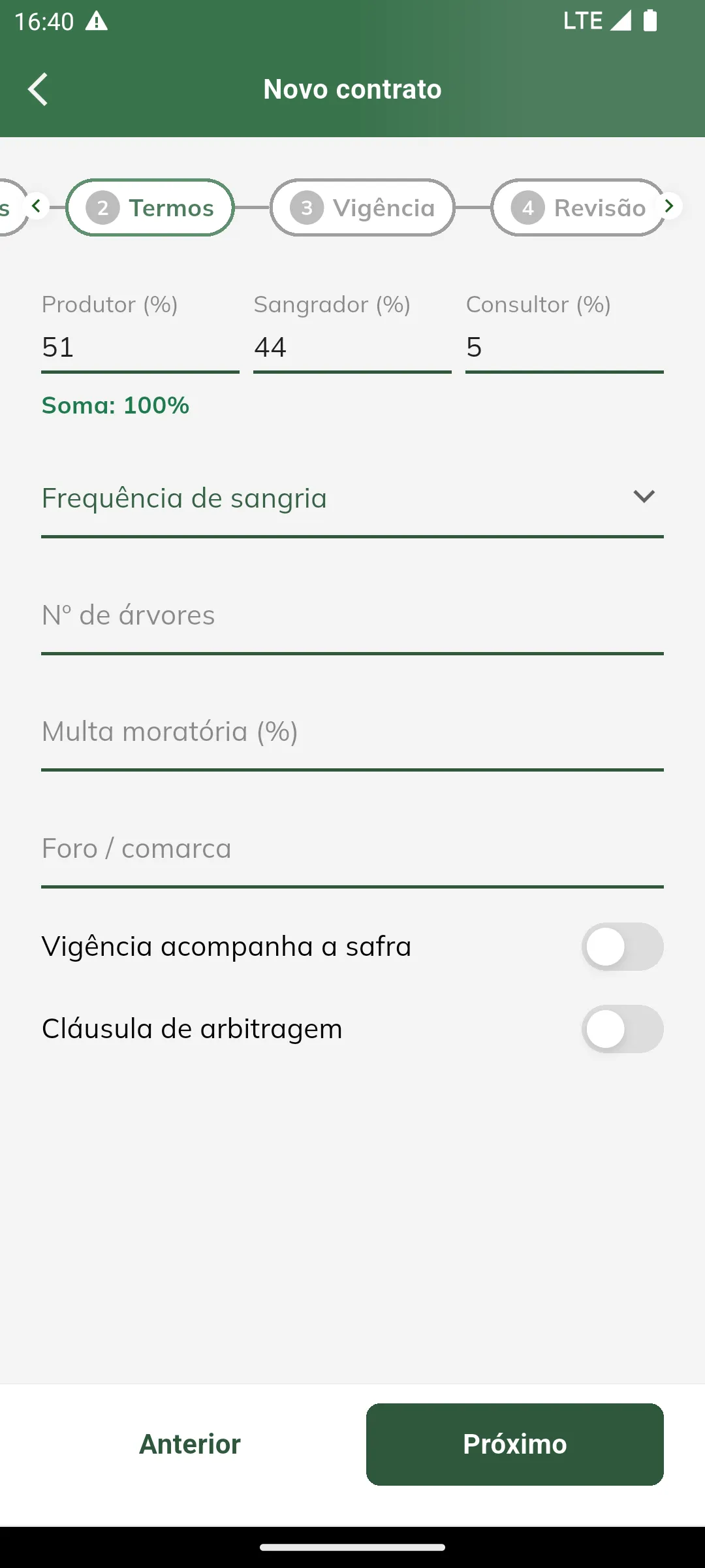 Termos da parceria rural