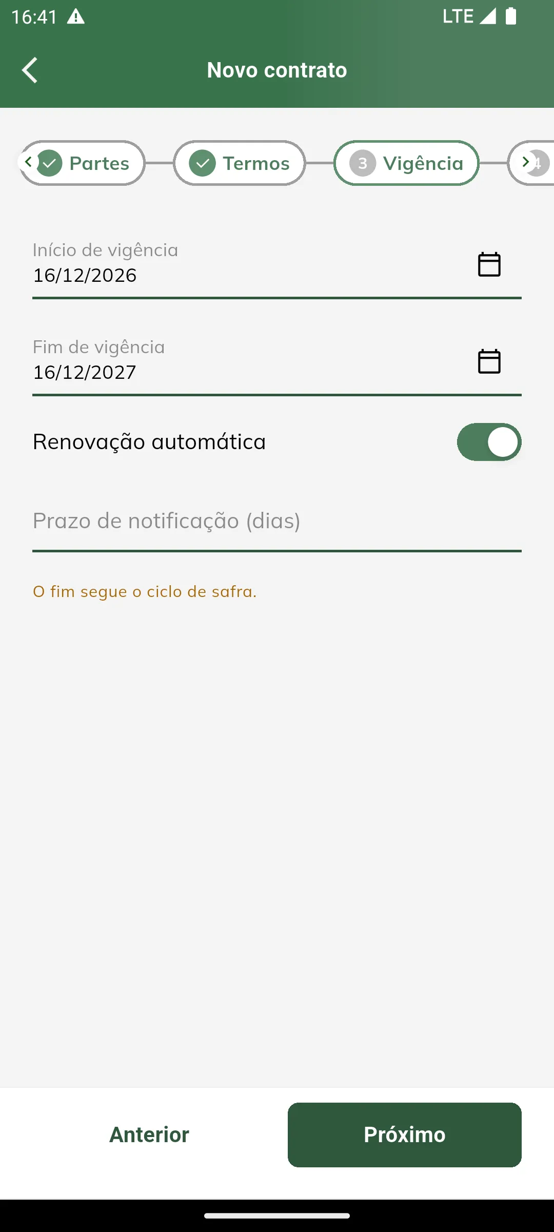 Vigência do contrato
