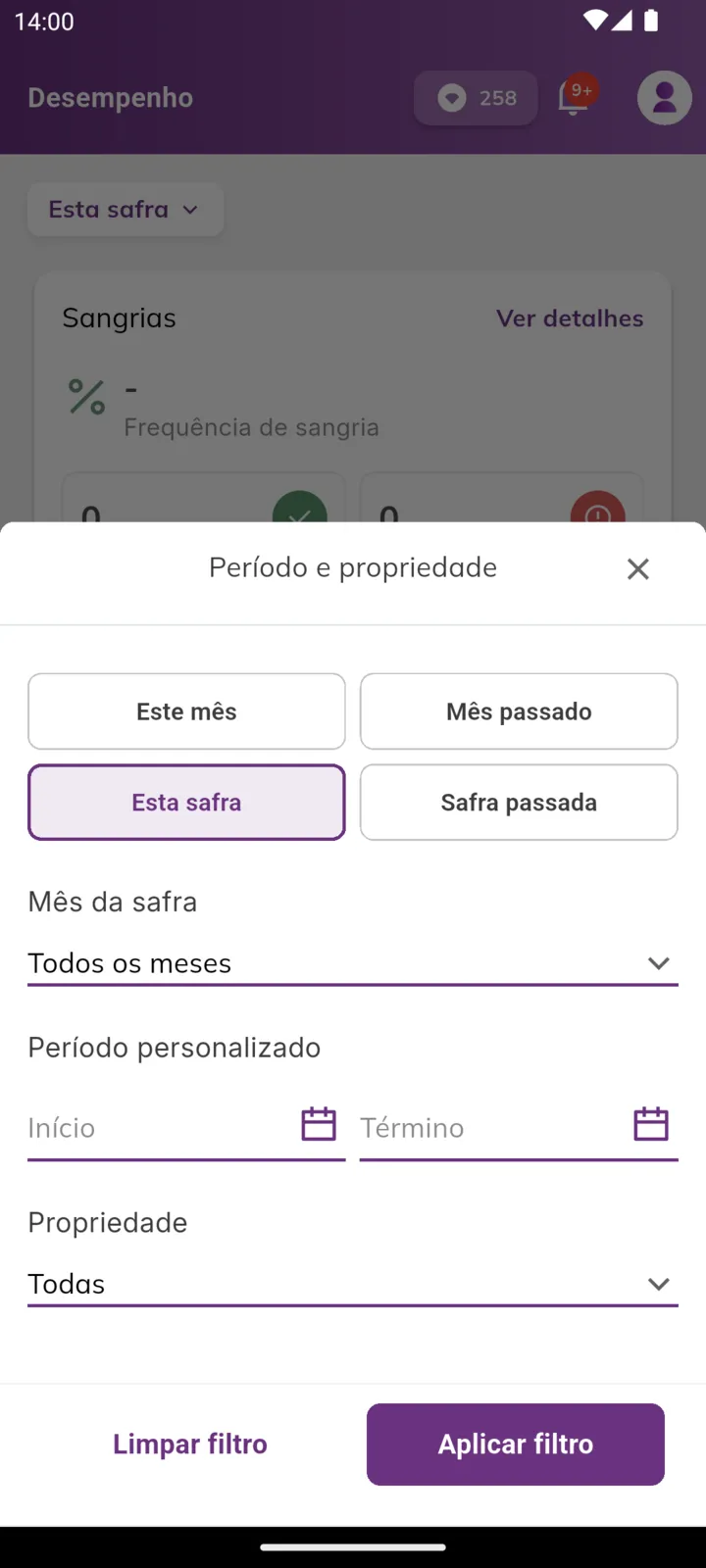 Folha Período e propriedade
