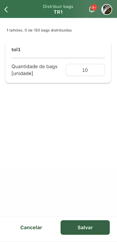 Distribuir bags para cada talhão da tarefa