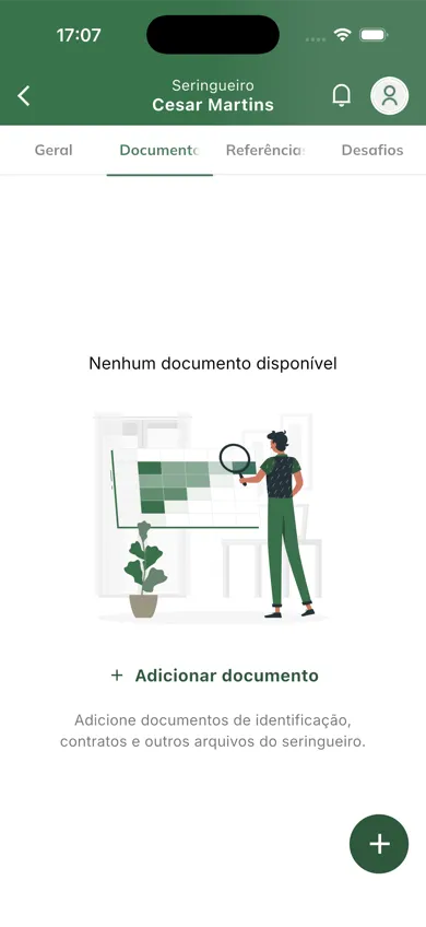 Aba de documentos do sangrador