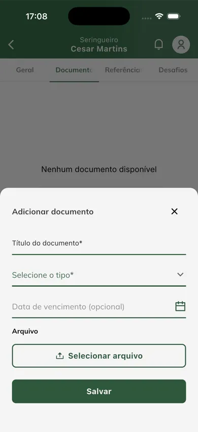Formulário de novo documento do sangrador