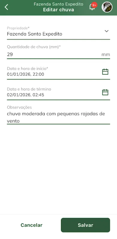 Salvar edição de chuva