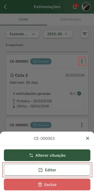 Editar ciclo Editar ciclo