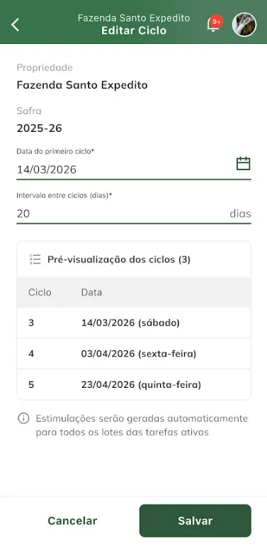 Concluir edição de ciclo Concluir edição de ciclo