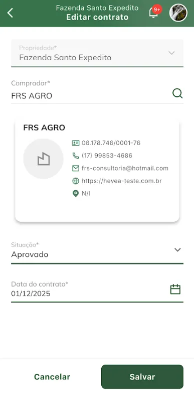 Salvar edição de contrato