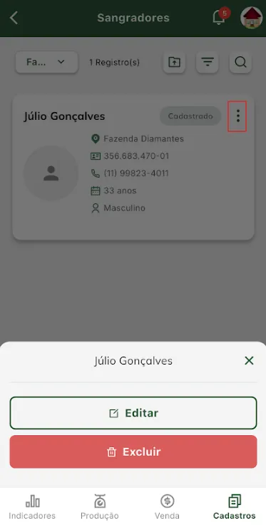 Iniciar edição de sangrador