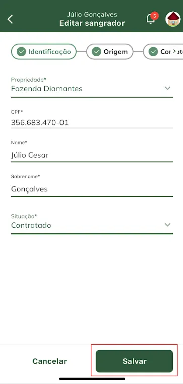 Edição de sangrador salva