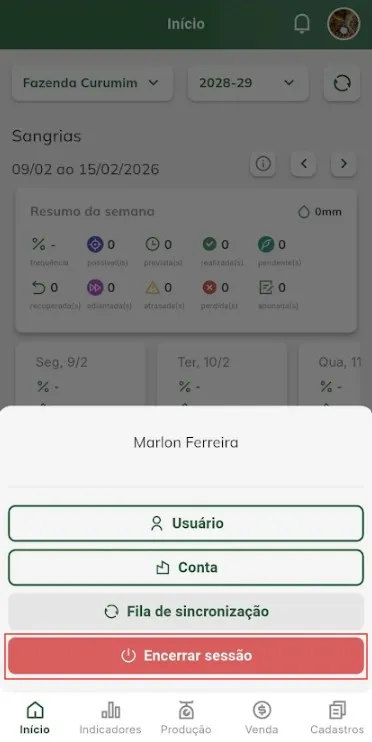 Iniciar cadastro de sangrador