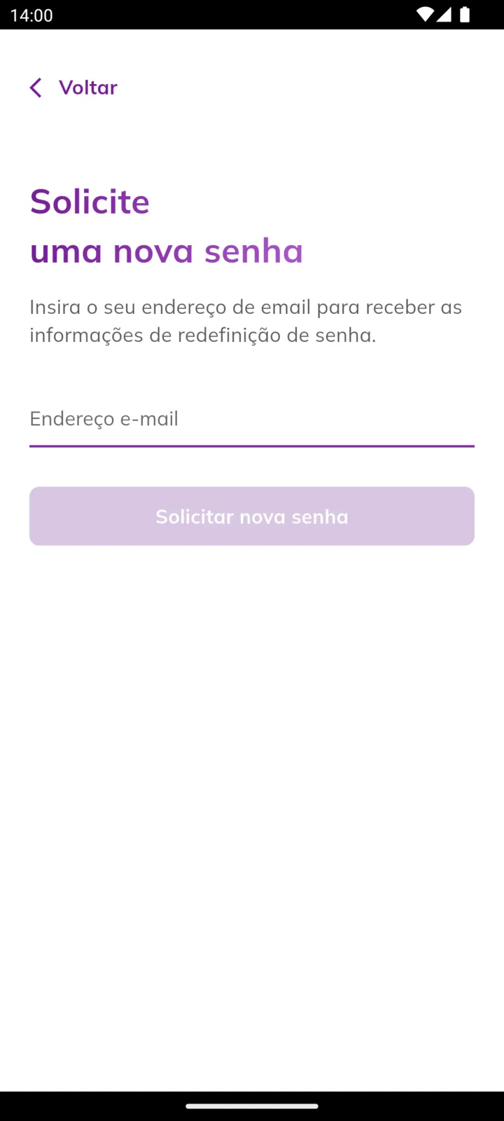 Solicitar nova senha