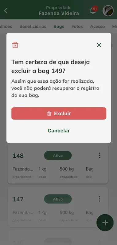 Confirmação de exclusão