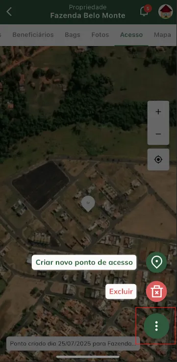 Adicionar novo ponto de acesso da propriedade