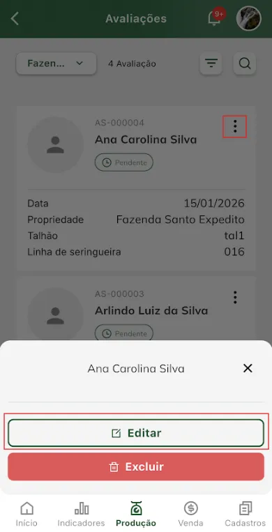 Iniciar execução de avaliação