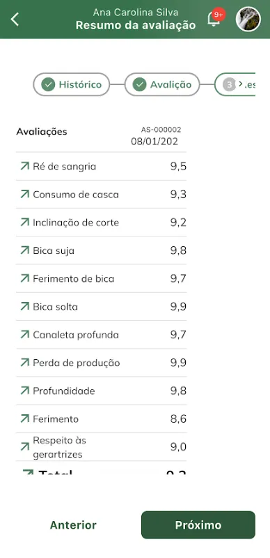Resumo da avaliação