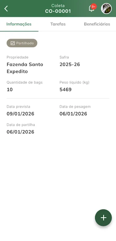 Exibir coleta - Informações