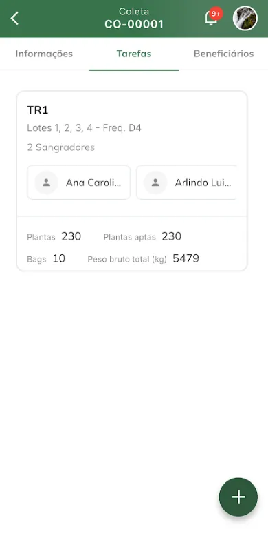 Exibir coleta - Tarefas