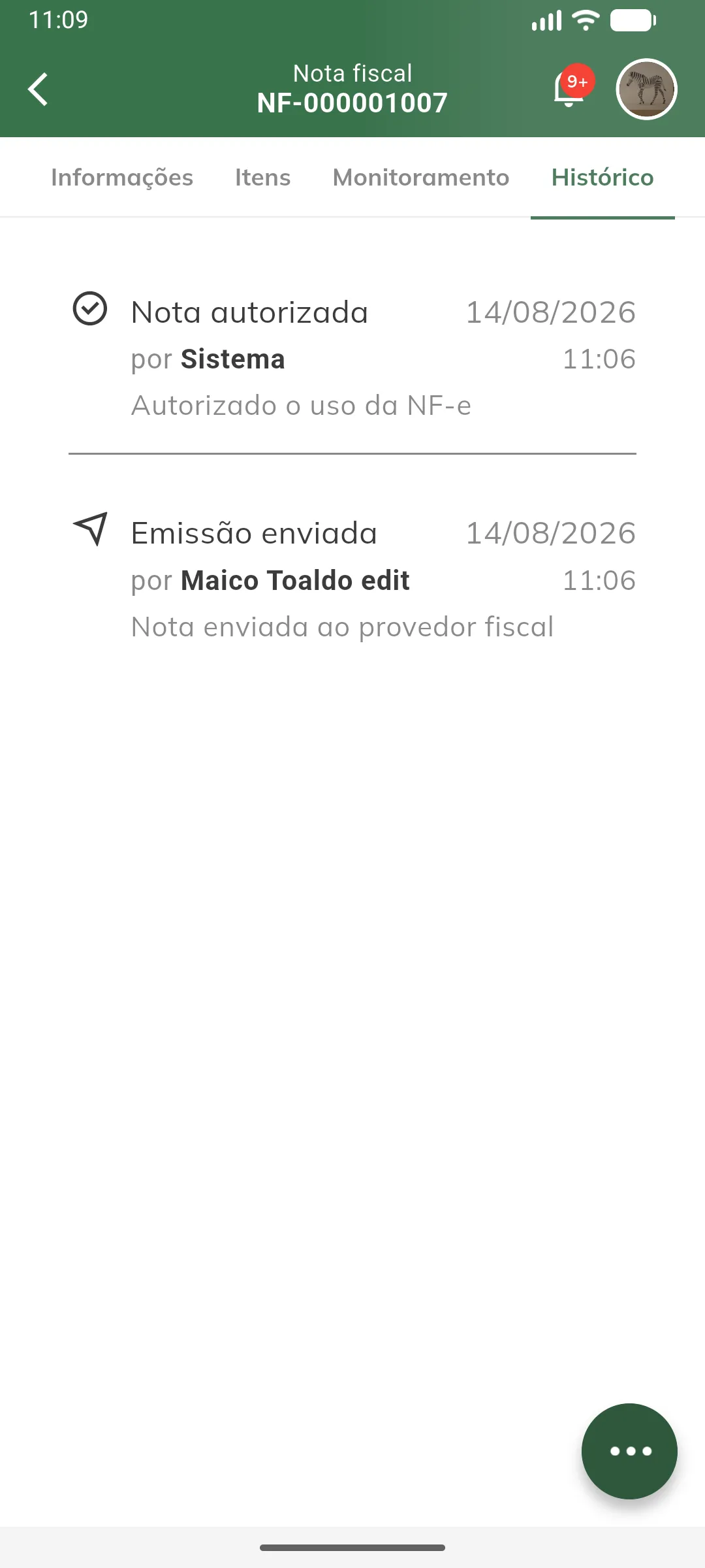 Aba Histórico