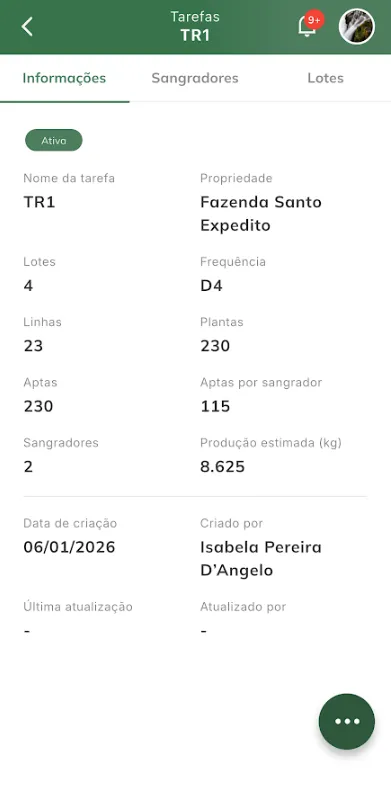 Exibir tarefa - Informações