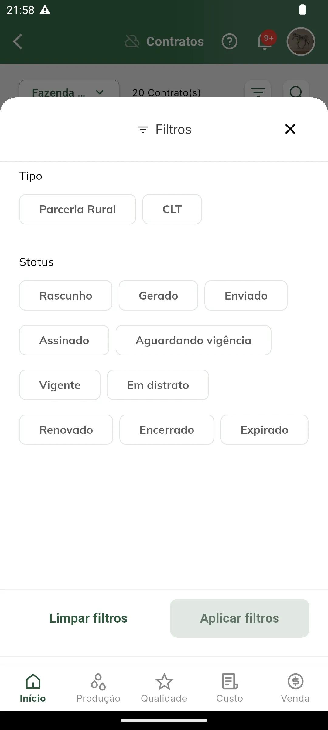 Filtrar contratos