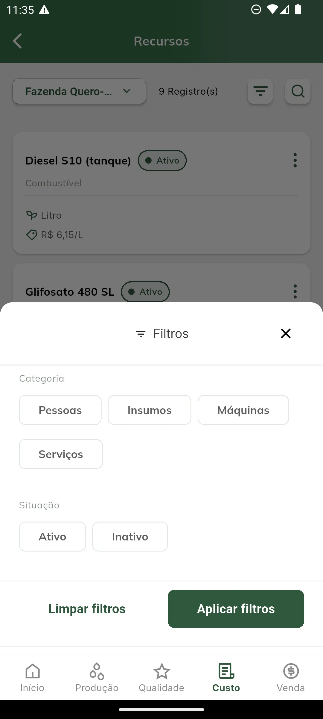 Filtros de recursos