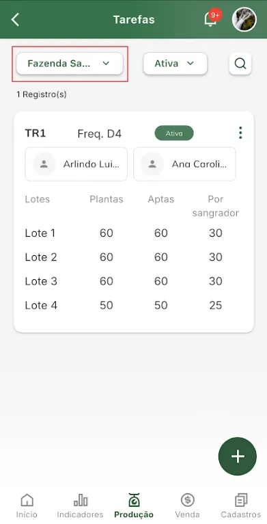 Filtro de tarefa por propriedade