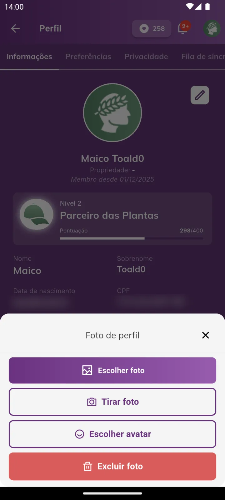 Folha Foto de perfil