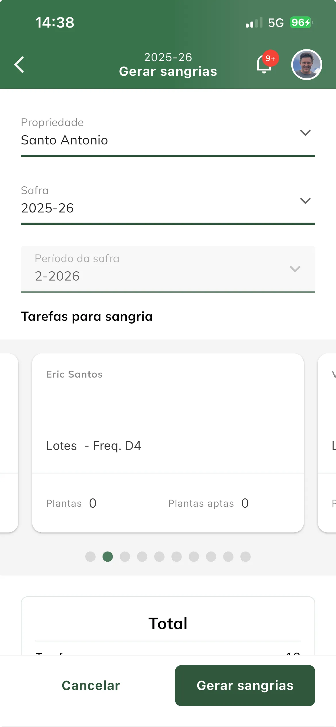 Gerar sangrias em lote