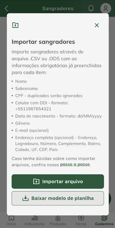 Importar sangradores Importar sangradores