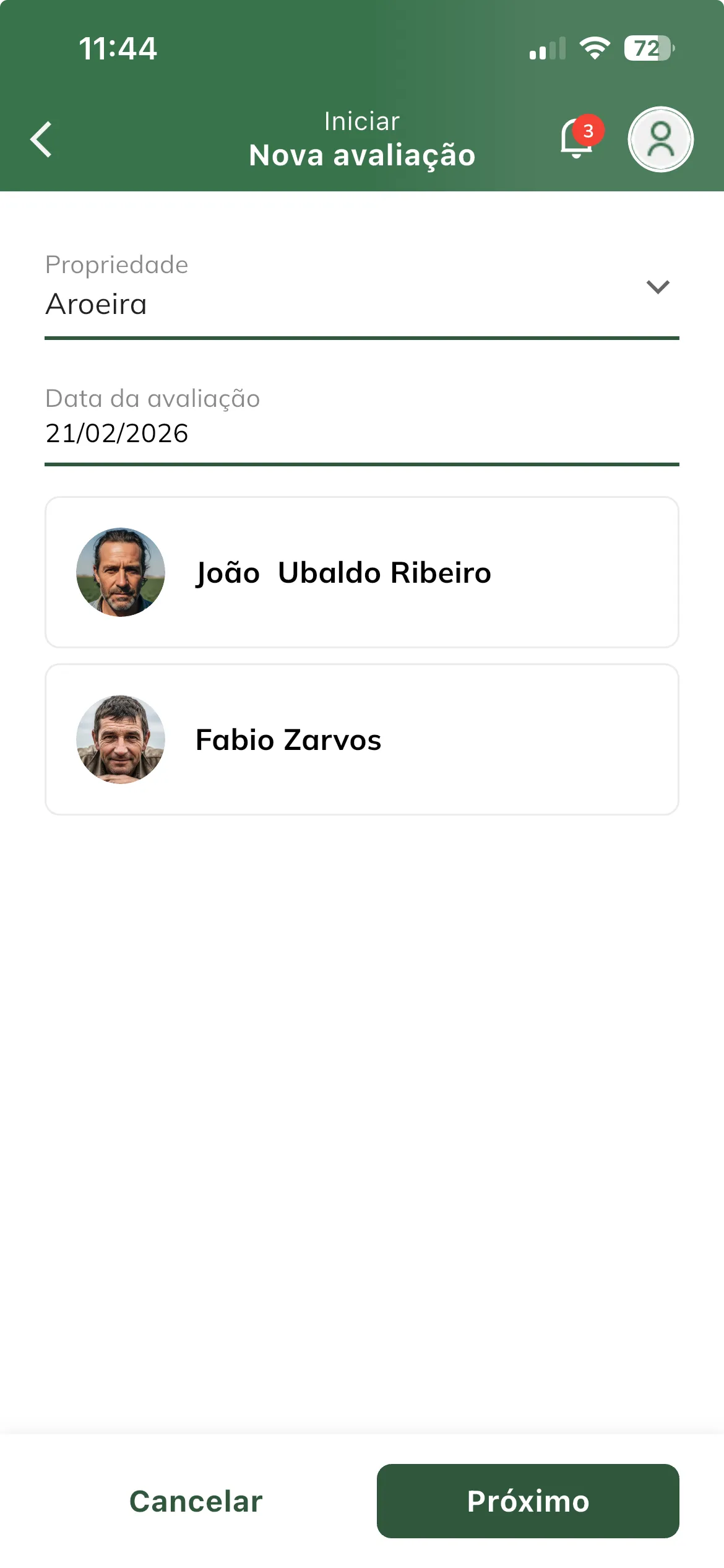 Iniciar avaliação de sangria