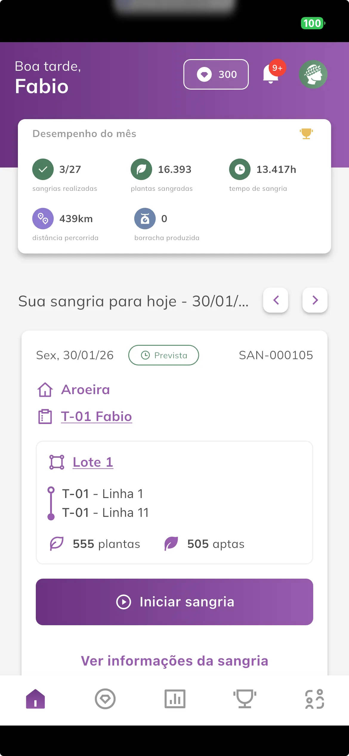 Início do aplicativo do sangrador