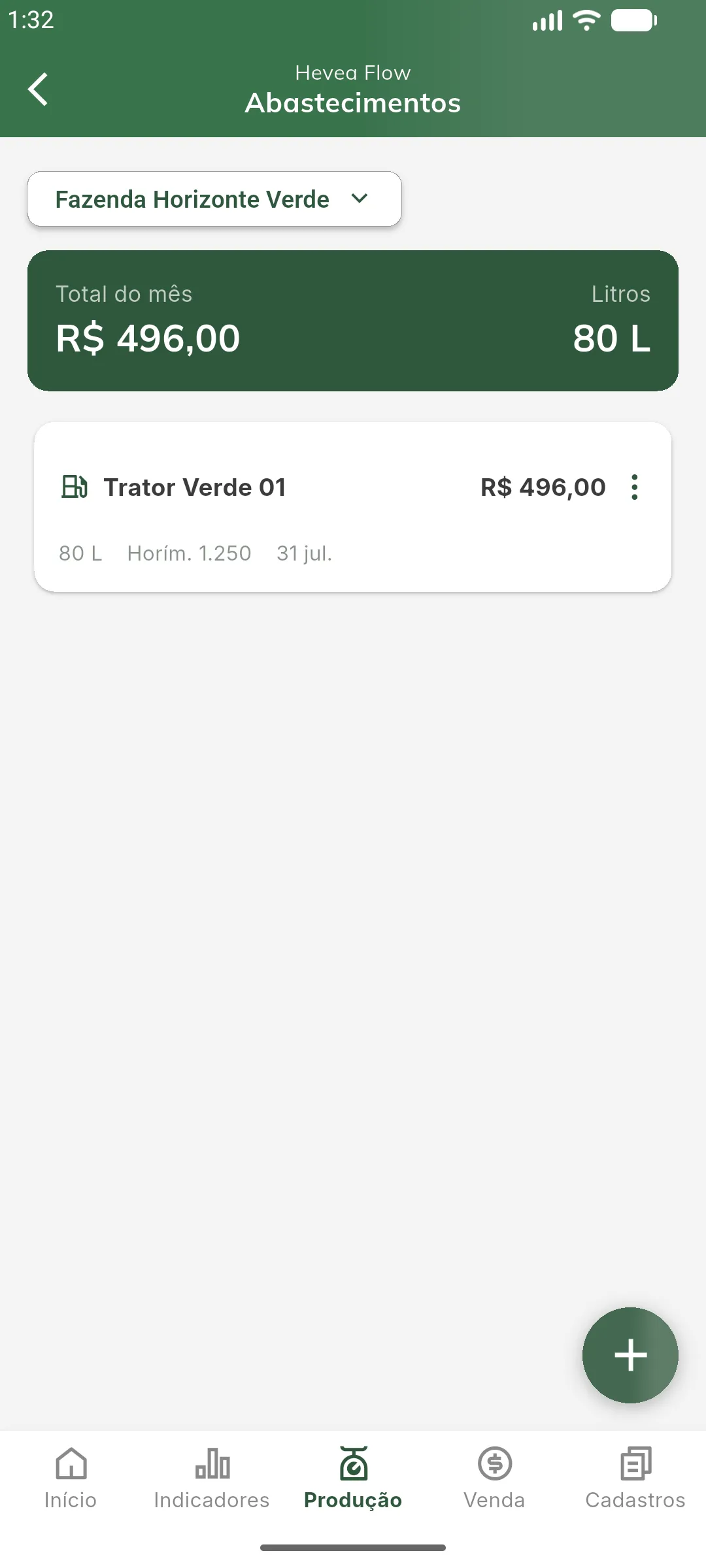 Listagem de abastecimentos