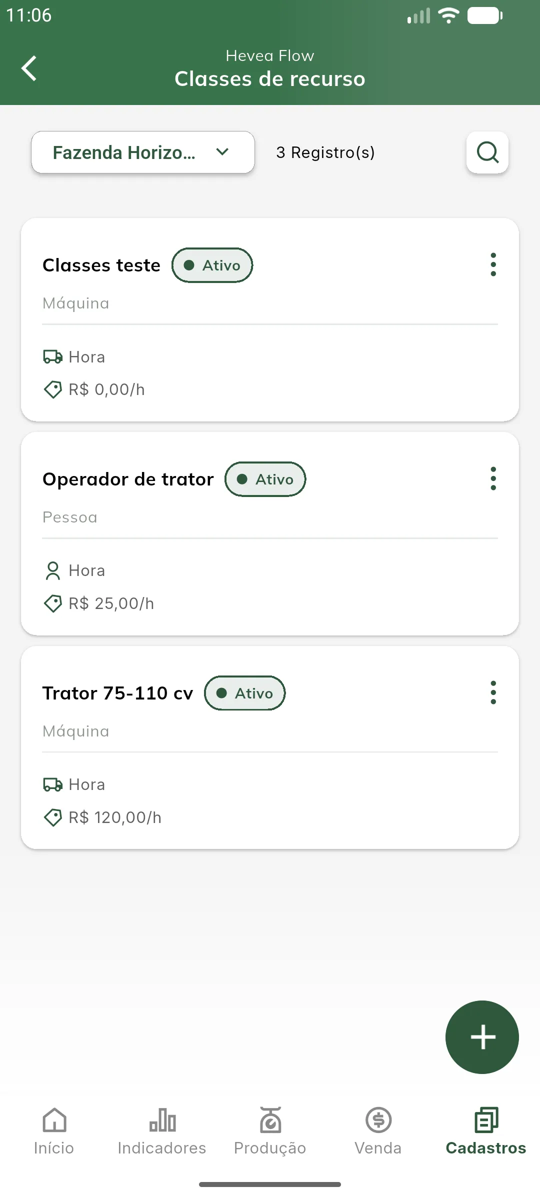 Listagem de classes