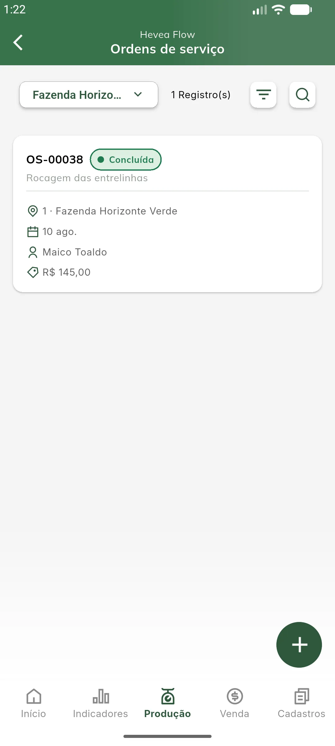 Listagem de ordens de serviço